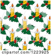 Seamless Pattern Background Of Christmas Candles And Holly