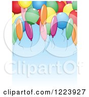 Clipart Of A Blue Birthday Party Background With Balloons Royalty Free Vector Illustration