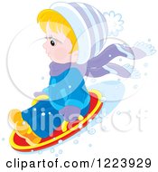 Poster, Art Print Of Winter Boy Tubing In The Snow
