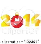 Poster, Art Print Of Red Christmas Bauble Ornament In Golden Year 2014