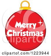 Poster, Art Print Of Red Bauble Ornament With Merry Christmas Text