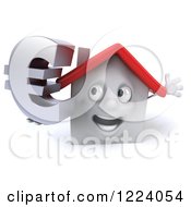 Clipart Of A 3d White House Holding A Euro Symbol Royalty Free Vector Illustration by Julos