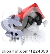 Clipart Of A 3d White House Wearing Sunglasses Holidng A Thumb Down And A Dollar Symbol Royalty Free Vector Illustration by Julos