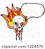 Cartoon Of A Talking Bloody Skull With Flames