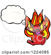 Cartoon Of A Thinking Devil With Flames Royalty Free Vector Illustration by lineartestpilot
