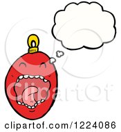 Cartoon Of A Thinking Red Christmas Bauble Royalty Free Vector Illustration