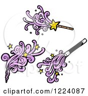 Cartoon Of Magic Wands With Purple Waves Royalty Free Vector Illustration