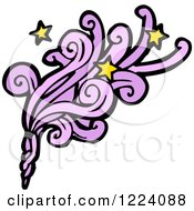 Cartoon Of A Purple Magic Wave With Stars Royalty Free Vector Illustration