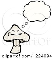 Cartoon Of A Hapy Thinking Mushroom Royalty Free Vector Illustration by lineartestpilot