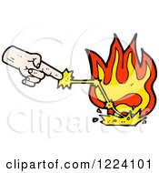 Cartoon Of A Sorcerer With Flames Royalty Free Vector Illustration by lineartestpilot