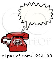 Cartoon Of A Speech Balloon Over A Desk Telephone Royalty Free Vector Illustration by lineartestpilot
