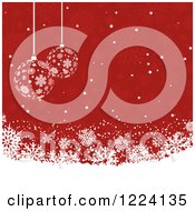 Poster, Art Print Of Christmas Background Of Babubles And Snowflakes In Red And White