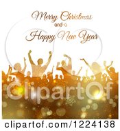 Poster, Art Print Of Merry Christmas And A Happy New Year Greeting Over Dancers In Golden Snowflakes