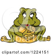 Clipart Of A Thinking Cartoon Frog Royalty Free Vector Illustration