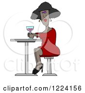 Clipart Of A Black Lady Drinking A Cocktail At A Table Royalty Free Illustration