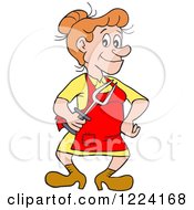 Clipart Of A Hillbilly Woman Holding A Bbq Fork Royalty Free Vector Illustration by LaffToon