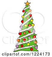 Clipart Of A Tall Christmas Tree With Ornaments Royalty Free Vector Illustration