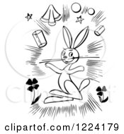 Poster, Art Print Of Black And White Magic Rabbit And Items