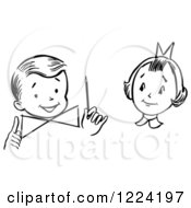 Poster, Art Print Of Black And White Girl Watching A Boy Perform A Magic Dial Magic Trick