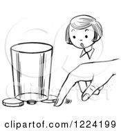 Clipart Of A Black And White Girl Watching A Boy Perform A Moving Coin Magic Trick Royalty Free Vector Illustration