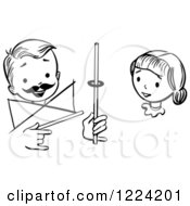 Clipart Of A Black And White Girl Watching A Boy Perform A Rising Ring Magic Trick Royalty Free Vector Illustration