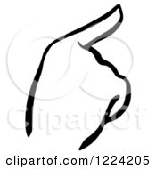 Clipart Of A Black And White Pointing Hand Royalty Free Vector Illustration