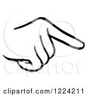 Clipart Of A Black And White Pointing Hand Royalty Free Vector Illustration