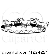 Clipart Of A Black And White Horse Circus Show Royalty Free Vector Illustration
