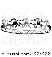 Clipart Of A Black And White Horse Circus Show Royalty Free Vector Illustration
