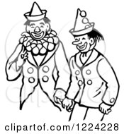 Clipart Of Black And White Clowns Laughing Royalty Free Vector Illustration by Picsburg