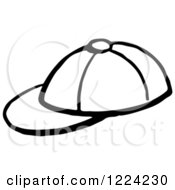 Clipart Of A Black And White Baseball Cap Royalty Free Vector Illustration