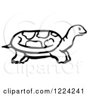 Clipart Of A Black And White Tortoise In Profile Royalty Free Vector Illustration