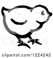 Clipart Of A Black And White Cute Baby Chick Royalty Free Vector Illustration