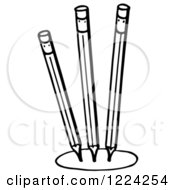 Clipart Of Black And White Three Pencils In A Circle Royalty Free Vector Illustration