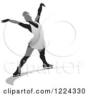 Clipart Of A Female Figure Ice Skater In Silver Royalty Free Vector Illustration