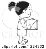 Poster, Art Print Of Grayscale Girl Holding A Box