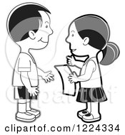 Poster, Art Print Of Grayscale Boy And Girl Discussing A Letter