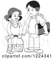 Poster, Art Print Of Black And White School Boy And Girl