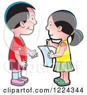 Poster, Art Print Of Boy And Girl Discussing A Letter