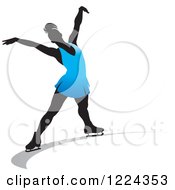 Poster, Art Print Of Female Figure Ice Skater In Blue
