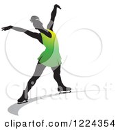 Poster, Art Print Of Female Figure Ice Skater In Green