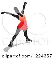 Poster, Art Print Of Female Figure Ice Skater In Red