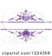 Poster, Art Print Of Purple Crowned Hearts And Swirls With Copyspace