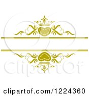 Poster, Art Print Of Gold Crowned Hearts And Swirls With Copyspace