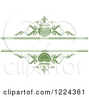 Clipart Of Green Crowned Hearts And Swirls With Copyspace Royalty Free Vector Illustration