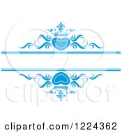 Poster, Art Print Of Blue Crowned Hearts And Swirls With Copyspace