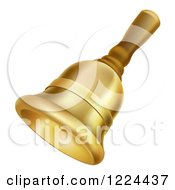 Clipart Of A 3d Golden Ringing Handbell Royalty Free Vector Illustration