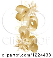 Clipart Of A 3d Suspended Gold 2014 New Year Numbers With Stars And Swirls Royalty Free Vector Illustration