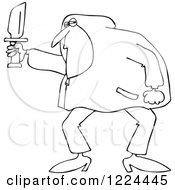 Poster, Art Print Of Outlined Man In A Hoodie Holding A Knife