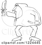 Outlined Man In A Hoodie Holding A Knife